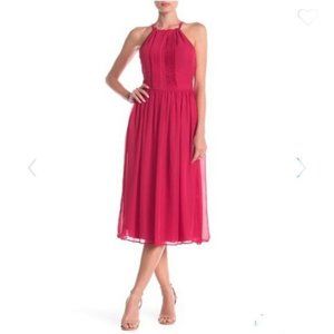 Nicole Miller Halter Pleated Midi Dress Size 10